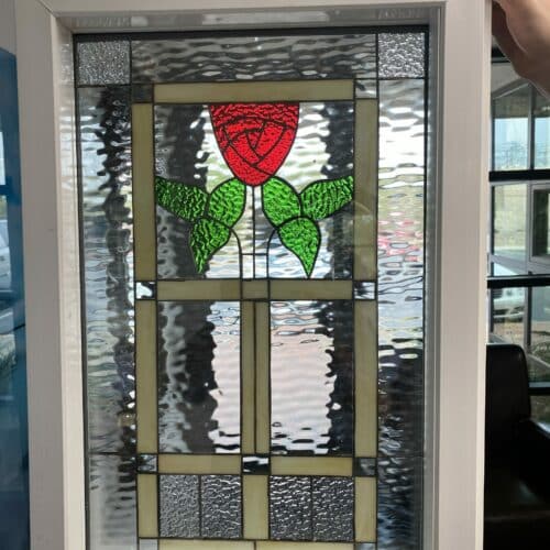 The English Flower Stained Glass Window Vinyl Framed, Insulated