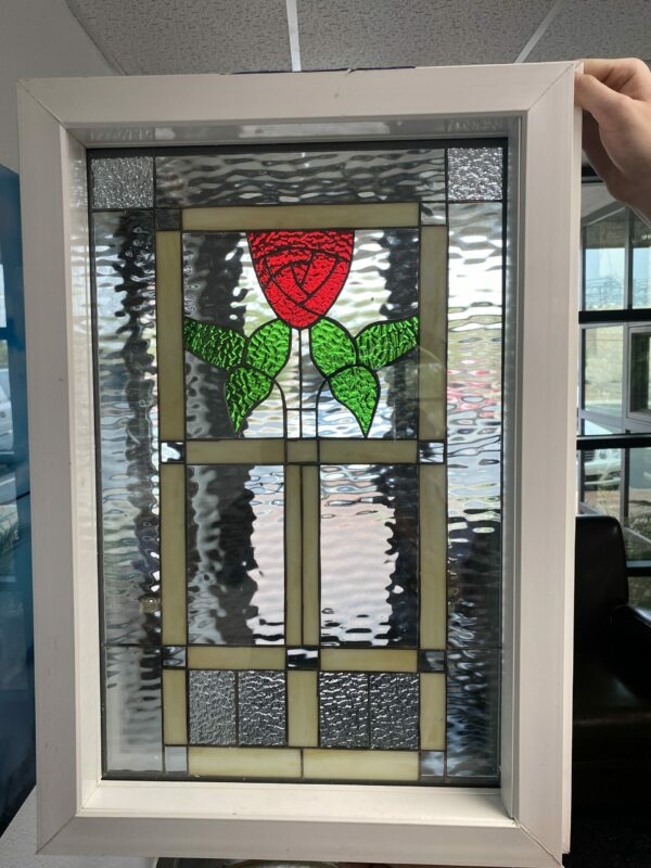 The English Flower Stained Glass Window Vinyl Framed, Insulated & Triple Paned