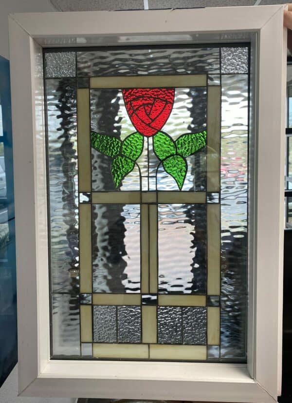 The English Flower Stained Glass Window Vinyl Framed, Insulated & Triple Paned