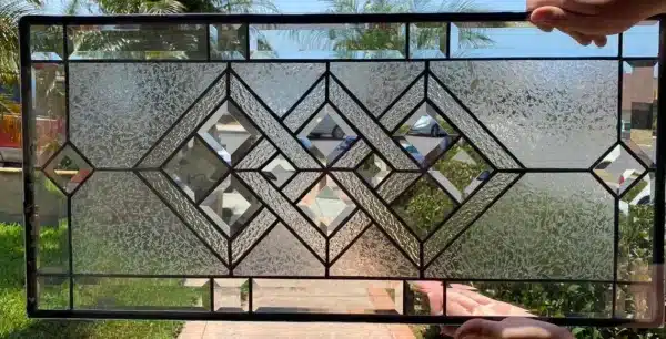All Clear Beveled Trio Stained Glass Window Panel
