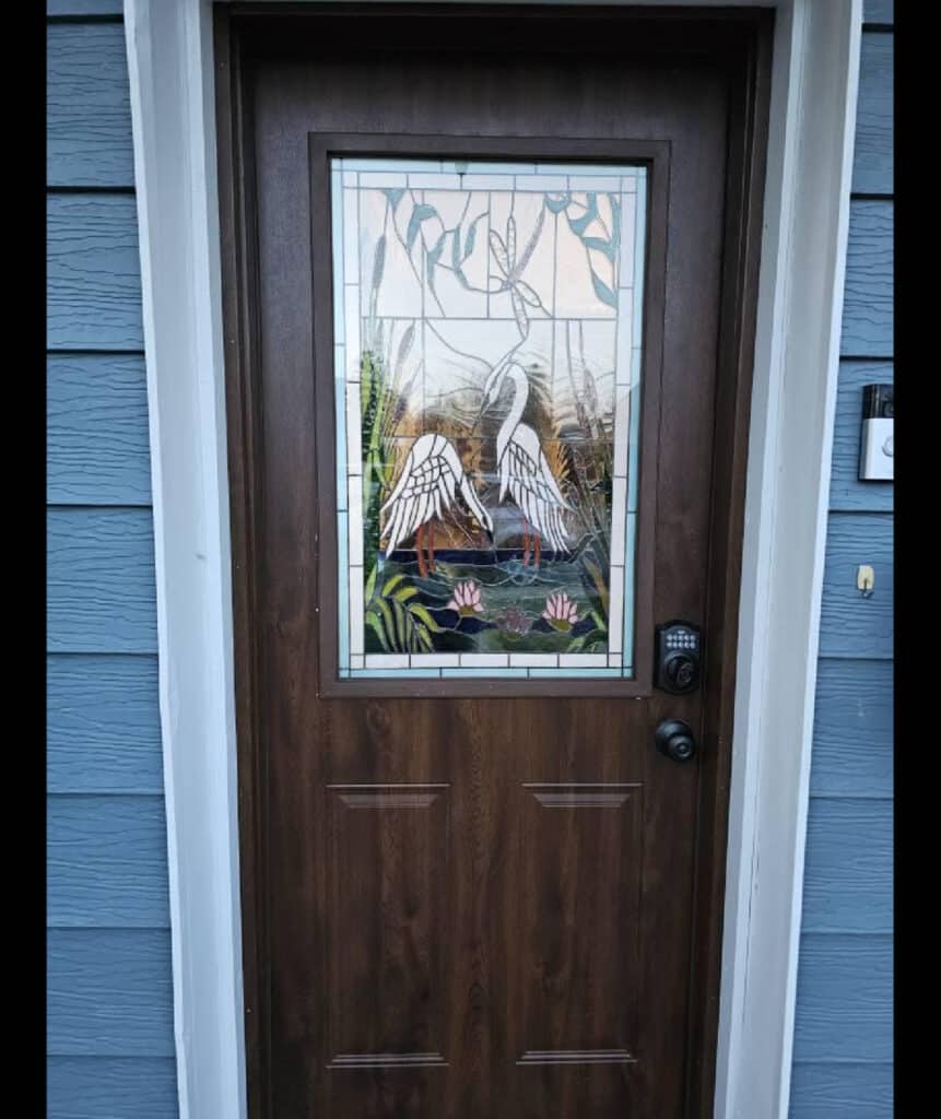 Elegant Nature-Inspired Door Panel with Egrets