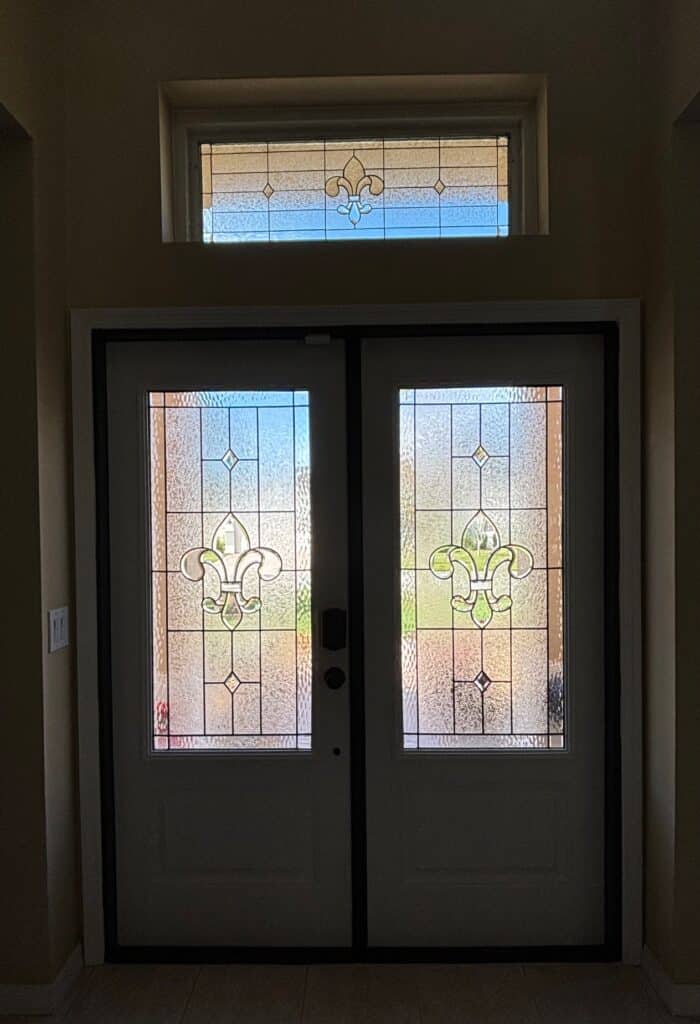Stunning Custom Beveled Fleur de Lis Stained Glass Transom