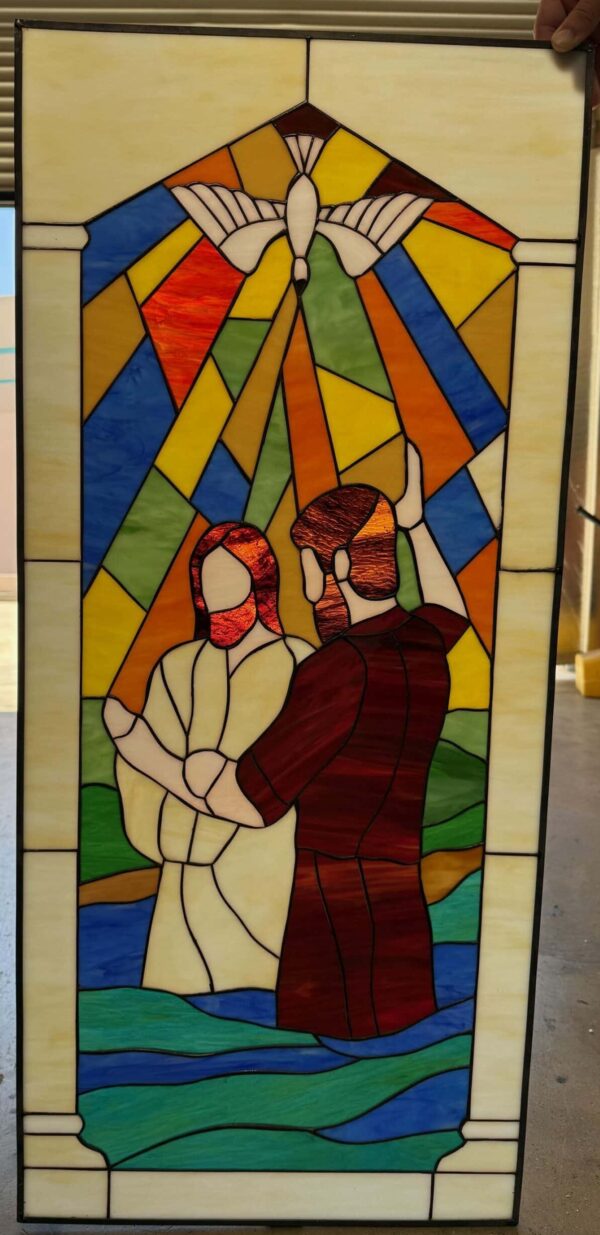 Baptisim of Jesus Stained Glass Window Panel