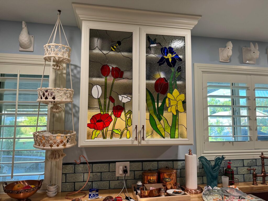 Custom Kitchen Cabinet Stained Glass Panels