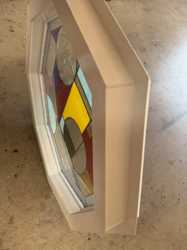 Vinyl Framed and Tempered Glass Insulated!! The Mission/Craftsman Octagon Stained Glass Window