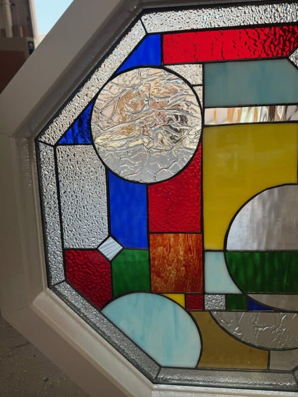 Vinyl Framed and Tempered Glass Insulated!! The Mission/Craftsman Octagon Stained Glass Window