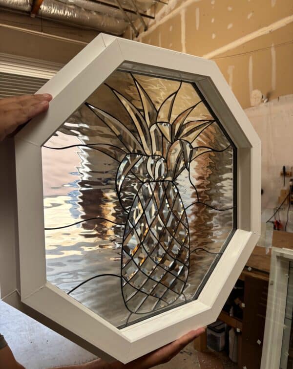 Vinyl Framed and Tempered Glass Insulated. Beautiful Beveled Pineapple Octagon Stained Glass Window!