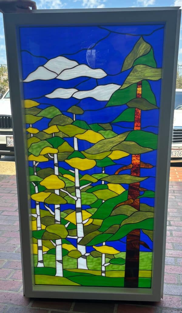 Vinyl Framed and Tempered Glass Insulated. Beautiful Woodland Scene Stained Glass Window!