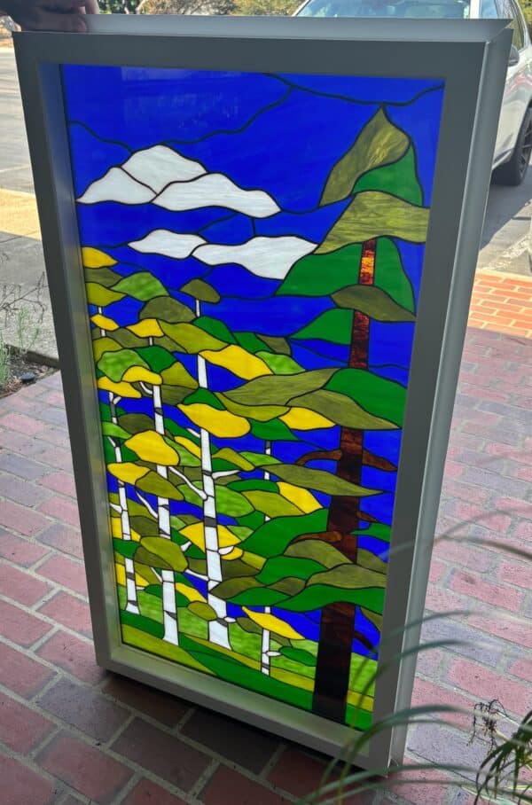 Vinyl Framed and Tempered Glass Insulated. Beautiful Woodland Scene Stained Glass Window!