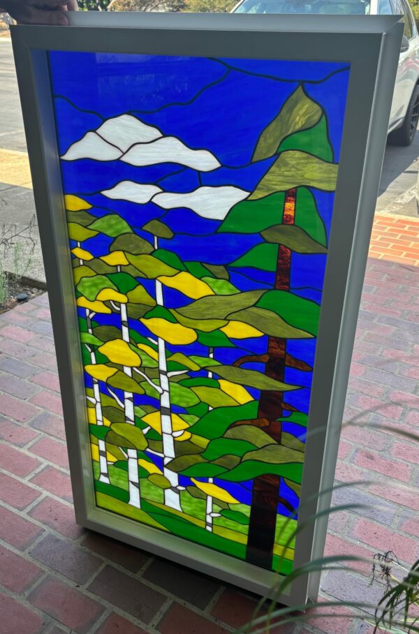Vinyl Framed and Tempered Glass Insulated. Beautiful Woodland Scene Stained Glass Window!