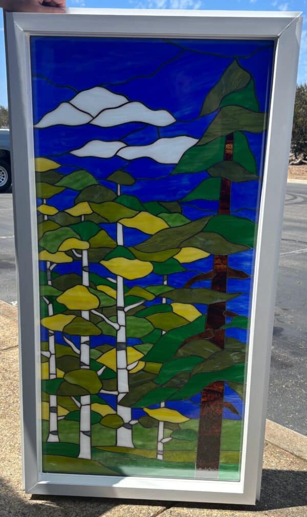 Vinyl Framed and Tempered Glass Insulated. Beautiful Woodland Scene Stained Glass Window!