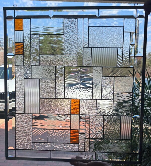 Awesome! Geometric design Leaded Stained Glass Window Panel