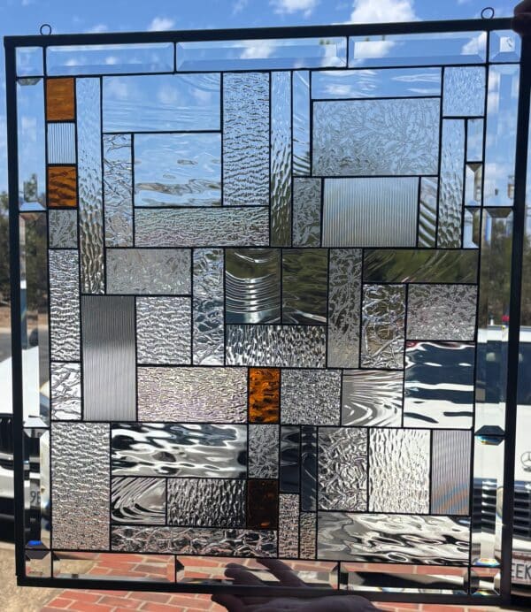 Awesome! Geometric design Leaded Stained Glass Window Panel