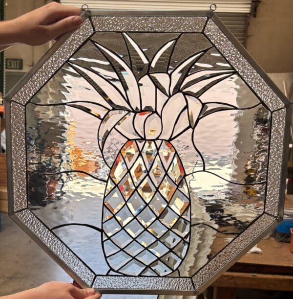 Amazing Beveled Pineapple Stained Glass Window Panel