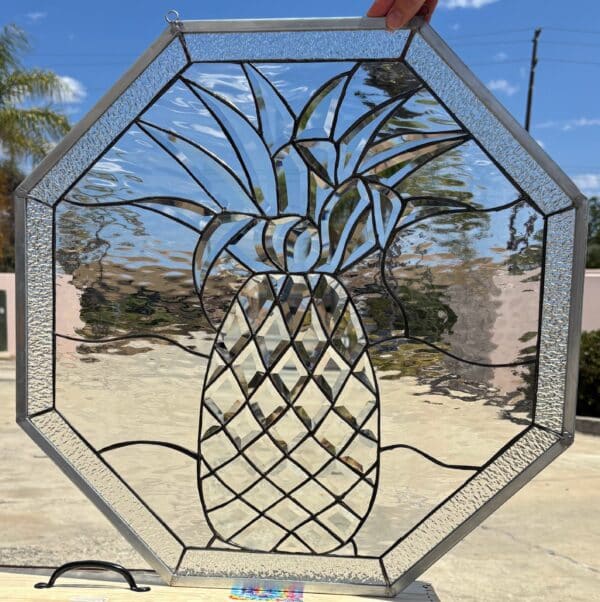 Amazing Beveled Pineapple Stained Glass Window Panel