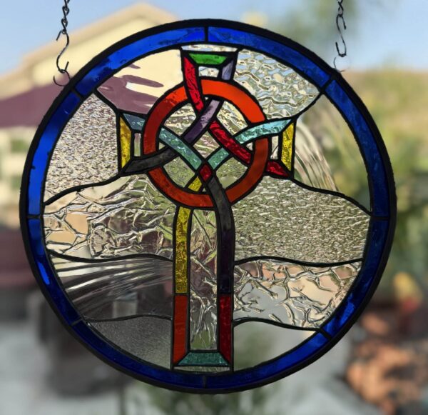 Colorful Gothic Cross Stained Glass Suncatcher