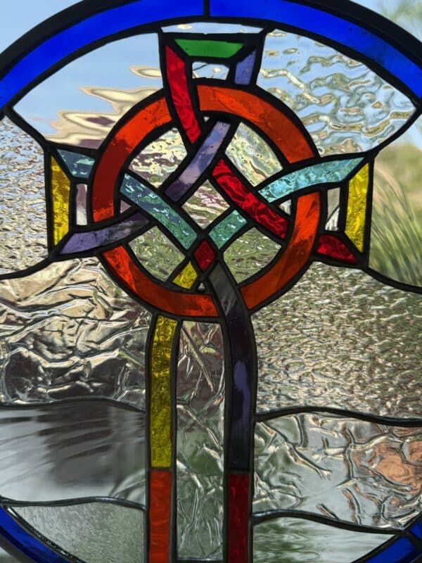 Colorful Gothic Cross Stained Glass Suncatcher