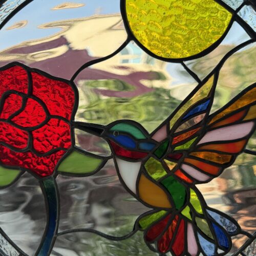Beautiful & Colorful Hummingbird Stained Glass Suncatcher - Thumbnail 3