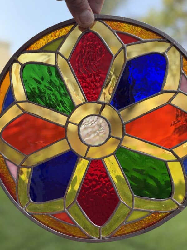 Colorful Cathedral Rose Stained Glass Suncatcher
