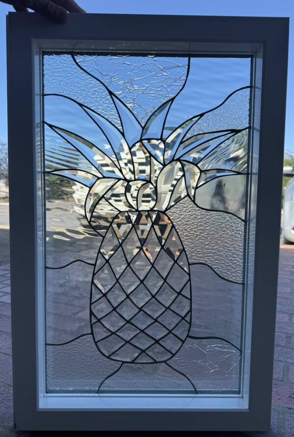 All Beveled Pineapple" Stained Glass Window Glass Window With Frame - Insulated Pre-Installed with Tempered glass-