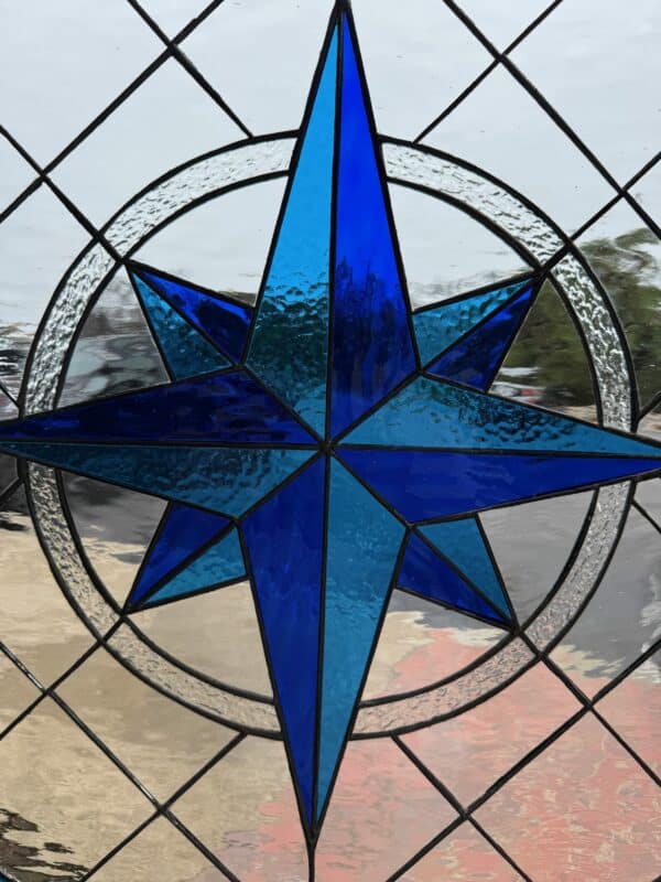 Compass Rose Stained Glass Window Panel