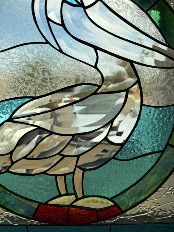 Exquiste Beach/Ocean Beveled Pelican Stained Glass Window Panel