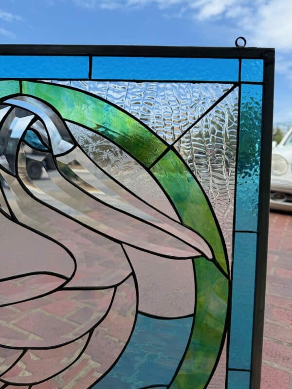 Exquiste Beach/Ocean Beveled Pelican Stained Glass Window Panel #2