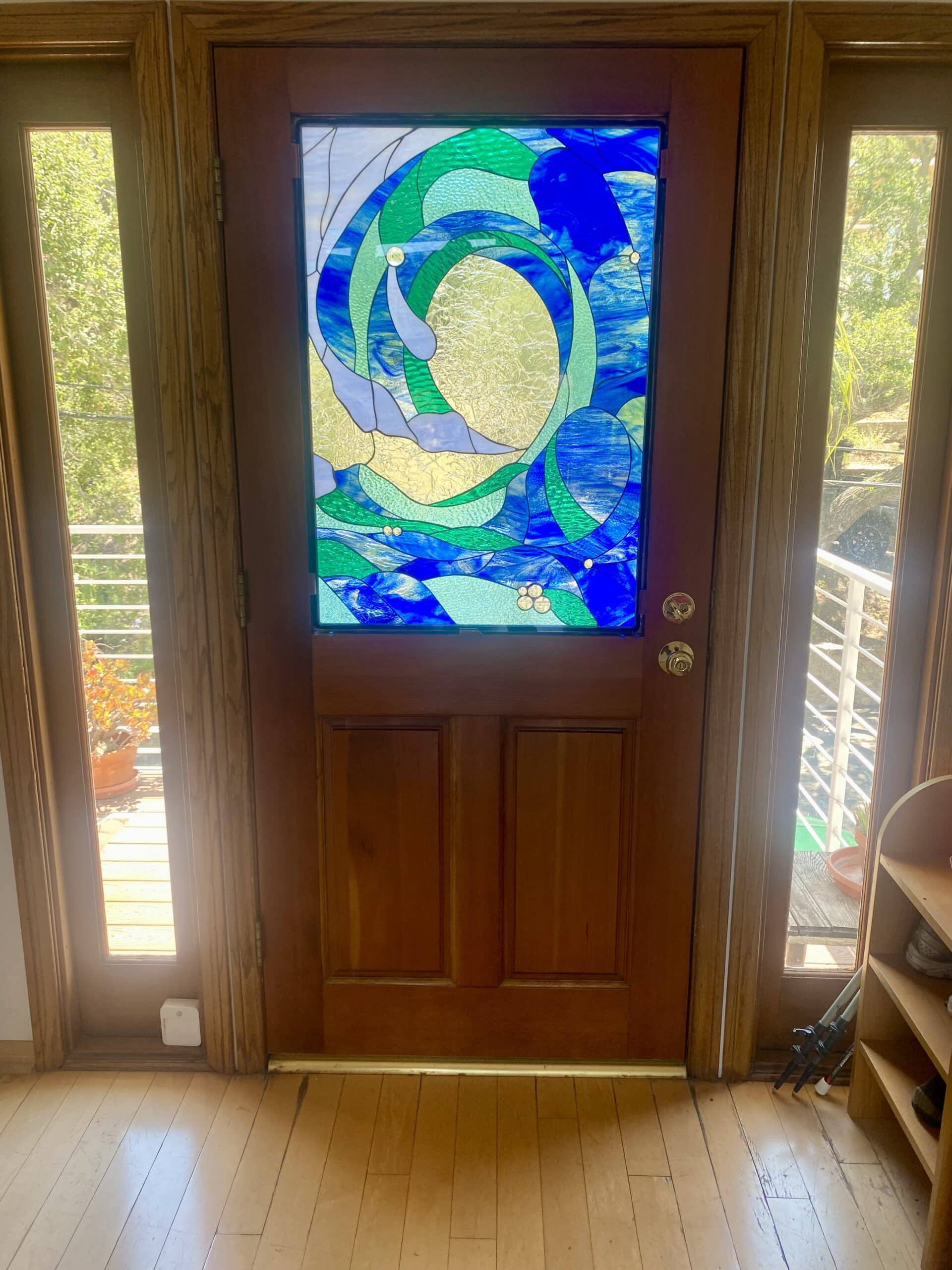 Ocean Wave Custom Stained Glass Door Insert